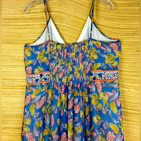 Verb Pallavi Singhee Anthropologie Dress Sequin Paisley Floral In Blue.. Size 10 - Picture 9 of 16